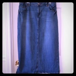 Cato Long Modest Denim Skirt Medium/Dark Distress